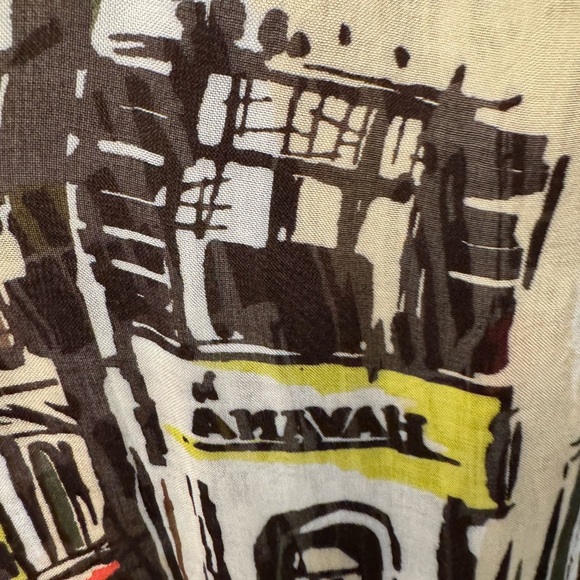 New - Kate Spade Geometric Pattern Scarf in Cream and Brown - Picture 4 of 5